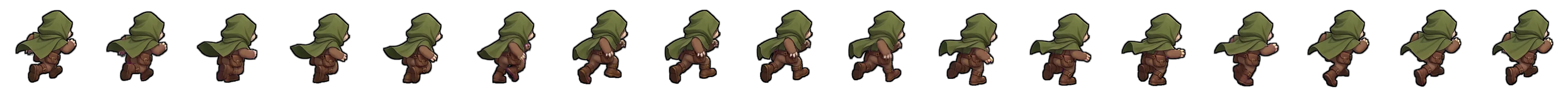 Sloth character run cycle, facing north-east
