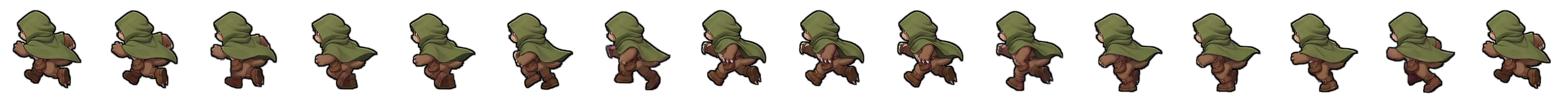 Sloth character run cycle, facing north-west