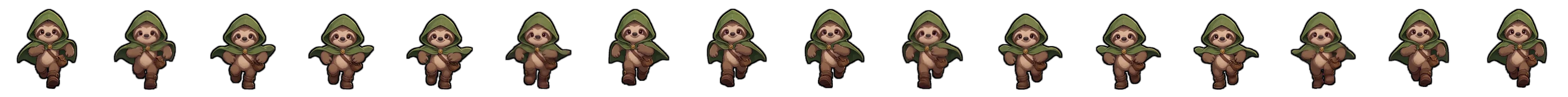 Sloth character run cycle, facing south