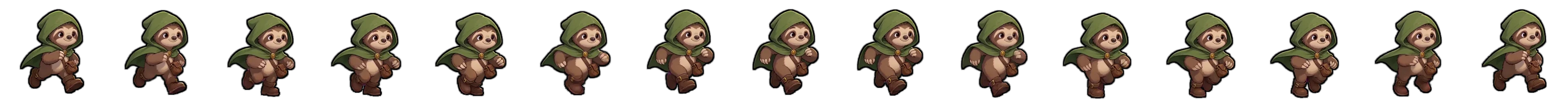 Sloth character run cycle, facing south-east