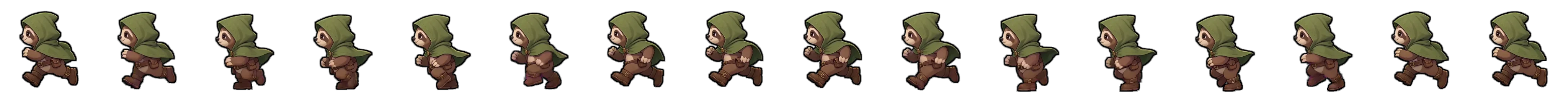 Sloth character run cycle, facing west